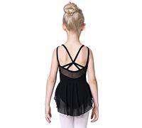 Soudittur Maillot de Danza Algodón Tutú Vestido de Ballet Gimnasia Leotardo Body Clásico Manga Corta para Niña (120cm: 6-7 años, Negro)