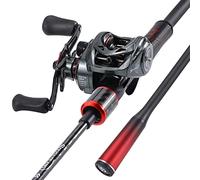 Sougayilang Baitcasting - Combo de caña de Pescar y Carrete, Perfil bajo Mediano de 6'/7' con Mango de superpolímero