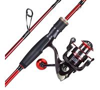 Sougayilang Bastón de pesca, combo de caña de pescar, 2 piezas de caña de pescar y carrete Combo, para agua salada y agua dulce, 6 pies y PHX1000-rojo