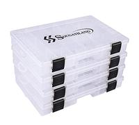 Sougayilang Cajas de aparejos de pesca 3600 3700 Caja organizadora de plástico con divisores extraíbles, almacenamiento de aparejos de pesca, 4 paquetes de 3600 bandejas transparentes