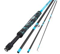 Sougayilang Caña de pescar con mosca, ligera, ultraportátil, 4 piezas, 5/6 W, grafito de 9 pies, para principiante completo con mango de superpolímero, color azul