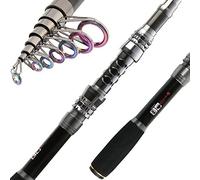 Sougayilang Caña de pescar plegable telescópica con carrete giratorio para adultos, niños, viajes, agua dulce, 2,1 m