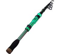 Sougayilang Caña de pescar telescópica - 24 toneladas de fibra de carbono, soporte para carrete fresado CNC, cómodo mango EVA, caña de pescar de viaje para la pesca de trucha, verde 2,7 m