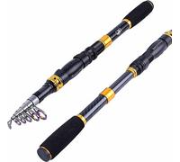 Sougayilang Caña de pescar telescópica. Barra de pesca de fibra de carbono de 24 tonos, con asiento de carrete CNC, mango retráctil portátil, guías de acero inoxidable para bajo, salmón, trucha, pesca