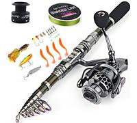 Sougayilang pesca Rod Combos con telescópico caña de pescar Spinning Carretes Pesca Bolsa de transporte para viajes agua salada agua dulce Pesca, 3.3M/10.8FT, Fishing Full Kits without Carrier Case