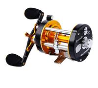 Sougayilang - Carrete de pesca redondo, con estructura de metal reforzado y arrastre superior, Warrior4000, Right Hand-Golden-Black