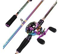 Sougayilang Combo de caña de pescar y carrete, caña de pescar mediana con carrete de cebo, combo de pesca de 2 piezas, carrete para diestros y 6 pies