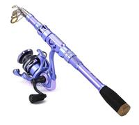 Sougayilang Combo de caña de pescar y carrete, caña de pescar telescópica de fibra de carbono con carrete suave, kit de agua dulce de agua salada para viajes y pesca 1.8