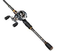 Sougayilang Combo de caña de pescar y carrete, carrete de cebo BB 11+1 con caña de pescar telescópica, combo de cebo para principiantes, mango izquierdo de 1,8 m