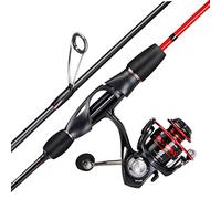 Sougayilang Combo de caña de pescar y carrete, carrete giratorio rojo ligero con poste de pesca Combo para Crappie, 1000/2000 2 piezas de carrete giratorio Set - 1.8m-1000 carrete rojo