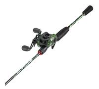 Sougayilang Combo de carrete de caña de pescar giratoria y fundida, 2 cañas sensibles con guías de acero inoxidable para pesca de agua dulce, fundición de 6 pies 0 pulgadas con carrete derecho