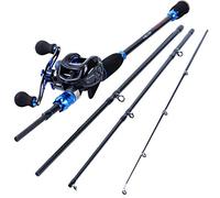 Sougayilang Combo de Carrete y caña de Pescar, Bastones de Pesca de Fibra de Carbono de 24 toneladas con Carrete de Cebo, Engranaje 7.0:1 para Viajes en Agua Dulce