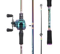 Sougayilang Combo de pesca Baitcasting, 2 piezas, caña de pescar colorida ligera y portátil con carrete de pesca baitcast súper suave para agua dulce y salada 1.8-L