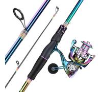 Sougayilang Combo de pesca giratoria, caña de pescar ligera y portátil de 2 secciones con carrete de pesca súper suave para agua dulce y salada, 1.8Z