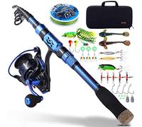 Sougayilang Combos - Caña de Pescar telescópica de Fibra de Carbono, Carrete Giratorio 12+1 BB con Bolsa de Transporte para Agua Salada y Agua Dulce, 2,4B