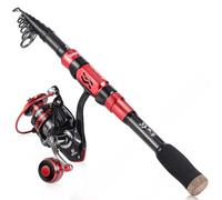 Sougayilang Combos de caña de pescar y carrete, caña de pescar telescópica con carrete giratorio 12+1BB para viajes de agua salada de pesca de agua dulce-2.1M caña con carrete 2000