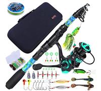 Sougayilang Combos de caña de pescar y carrete con línea de pesca, kit de señuelos de pesca, accesorios y bolsa de transporte para agua dulce salada