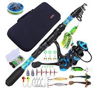 Sougayilang Combos de caña de pescar y carrete con línea de pesca, kit de señuelos de pesca, accesorios y bolsa de transporte para agua dulce salada