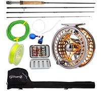 Sougayilang Combos de Carrete de caña de Pescar con Mosca con caña de Mosca portátil Ligera y Carrete de aleación de Aluminio mecanizado CNC, Paquete Completo de Inicio de Pesca con Mosca