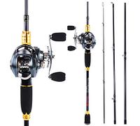 Sougayilang Fishing Rod and Reel Combos,24-Ton Carbon Fiber Fishing Poles with Baitcasting Reel,11+1 Ball Bearings for Travel Freshwater