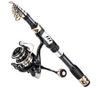 Sougayilang Kit de caña de pescar, caña de pescar telescópica y carrete combinado con carrete giratorio, juego de equipo de pesca para adultos principiantes agua salada caña de agua dulce de 1,8 m con carrete 2000