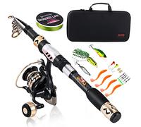 Sougayilang Kit de caña de pescar, carrete telescópico de caña de pescar con carrete giratorio, línea, accesorios de pesca y bolsa de transporte, juego de equipo de pesca para adultos principiantes, caña de 1,8 m, carrete 2000 con bolsa