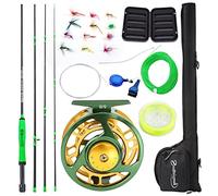 Sougayilang Kit de iniciación estándar de Pesca con Mosca, caña de Pescar de 9 pies con Mango de superpolímero, Accesorios, Funda de Transporte, Caja de Moscas y Moscas de Pesca