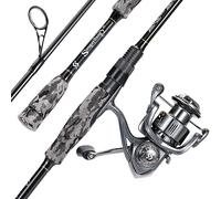 Sougayilang MX-1 - Combo de caña giratoria y carrete, caña de pescar rápida y media pesada de 2,1 m + carrete giratorio 3000, construcción de fibra de carbono, 11 + 1 BB, ideal para lubina, róbalo