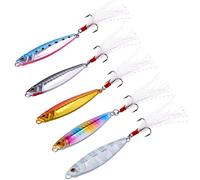 Sougayilang - Señuelos de pesca con cucharas de metal que se hunden, micro señuelos de jigging, B-2,56in/0,88oz - 5 piezas con caja