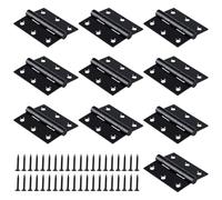 SOUJAP 10 bisagras de puerta negras, bisagras de rodamiento de bolas de acero inoxidable de 3 pulgadas con 60 tornillos para puertas de madera, 75 x 50 mm
