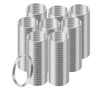 SOUJAP 200 llaveros aros de 25 mm, pequeños anillos planos de acero inoxidable para llaves de coche, manualidades, color plateado