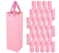 SOUJAP 30 bolsas de papel rosa para vino, 35 x 11 x 9 cm, bolsa de regalo con asa para boda, cumpleaños