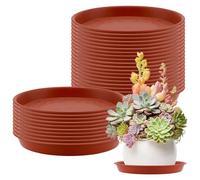 SOUJAP 30 platillos rojos de 15 cm, bandejas redondas de plástico para flores, bandejas de goteo de plantas pequeñas para jardín, interior y exterior