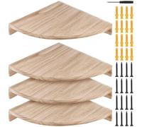 SOUJAP 4 estantes esquineros flotantes, estante de pared de madera con tornillos para salón, cocina, dormitorio, 28 x 5 x 39 cm