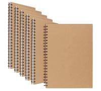 SOUJAP 6 cuadernos de bocetos en espiral A4, cuaderno en blanco con tapa kraft para dibujar, bocetos, escritura, 60 páginas/30 hojas de 160 g/m²