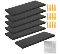 SOUJAP 6 estantes flotantes, estantes de pared de madera negra, estantes de almacenamiento para sala de estar, cocina, dormitorio, 40 x 15 x 1,5 cm