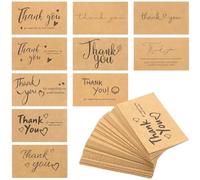 SOUJAP 600 tarjetas de agradecimiento pequeñas marrones, 10 estilos de 3.5 x 2.1 pulgadas, mini tarjetas de agradecimiento de papel kraft para negocios, tienda minorista, marrón