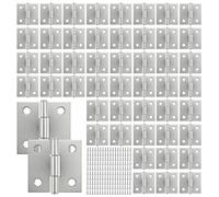 SOUJAP Bisagras pequeñas de acero inoxidable, plateadas, 25 mm, con tornillos para puerta de casa, paquete de 100