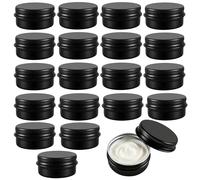 SOUJAP Latas de aluminio negras con tapas de rosca, 20 ml, redondas, para velas y almacenamiento, 3,9 x 2 cm, paquete de 20