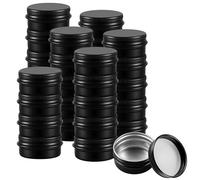 SOUJAP Latas de aluminio negras con tapas de rosca, redondas, 20 ml, 3,9 x 2 cm, paquete de 30 unidades, para velas y almacenamiento