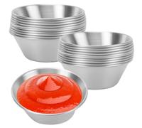 SOUJAP Paquete de 24 tazas de salsa de condimentos de acero inoxidable, ramequines pequeños de 1.5 onzas para porciones y tazas de inmersión