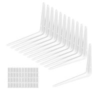 SOUJAP Soportes de estante para montaje en pared, color blanco, 20 x 15 x 3,5 cm, paquete de 12