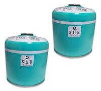 SOUK ONE Cartucho de gas premium 500 g (880 ml) 2 juegos con válvula de rosca EN417, cartucho de rosca B188, hornillo de camping, calentador de gas, cartucho de gas butano para camping (2 x 500 g)