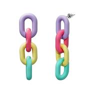Soul-Cats 1 par de pendientes de cadena pastel con eslabones de colores caramelos, cadena multicolor, Plástico