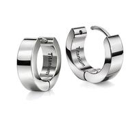 Soul-Cats Pendientes de aro G23 de titanio con bisagra en plata: pendientes unisex ultraligeros para mujer y hombre tamaño Ø 14 mm/ancho 3 mm