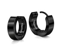 Soul-Cats Pendientes de aro G23 de titanio negro con bisagra: pendientes unisex ultraligeros para mujer y hombre. Tamaño: Ø 14 mm/ancho 5 mm