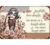 Soul of a Gypsy Heart of a Hippie Spirit of a Fairy - Letrero de metal de estaño, 20.3 x 30.5 cm, diseño vintage de girasol, bohemio, decoración de pared, placa rústica para el hogar, dormitorio
