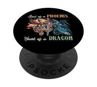 Soul of Phoenix Corazón Dragón Fantasía Mítico Hombres Mujeres Niños PopSockets PopGrip Adhesivo