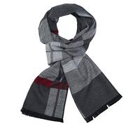 soul young Bufanda Hombre Suave Moda Cuadros Escocesa Bufanda Fashion Con Caja Regalo(Gris Rojo Raya)