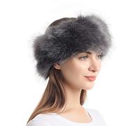 Soul Young Diadema de la piel falsa Mujer Para Invierno ligeramente elástica(Gris)